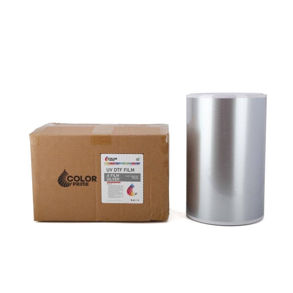 UV DTF silver metallic film, 31cm x 100m roll
