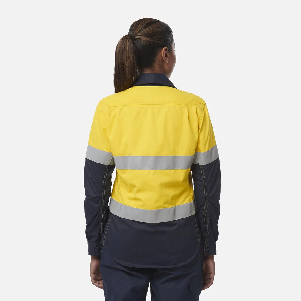Camisa de senhora ShieldTec FR de alta visibilidade, bicolor, com frente aberta e fita de vedação, EPI2