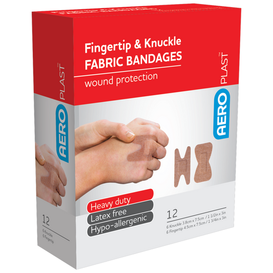 AEROPLAST Premium Fabric Fingertip & Knuckle Dressings Box/12