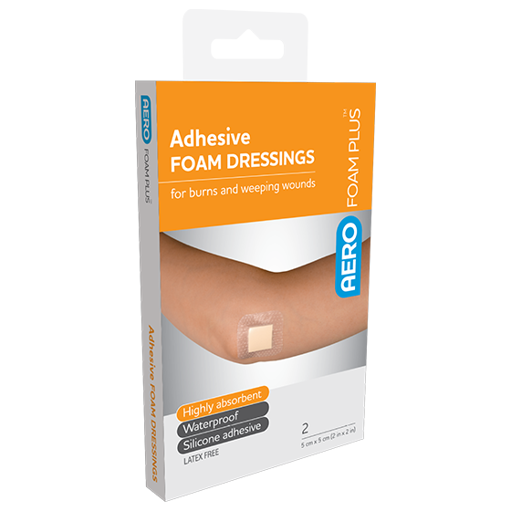 AEROFOAM PLUS Adhesive Foam Dressings 5 x 5cm Box/2