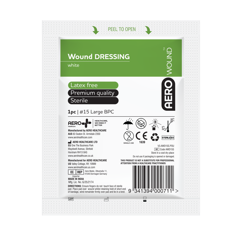 AEROWOUND #15 Wound Dressing 18 x 18cm Wrap/12