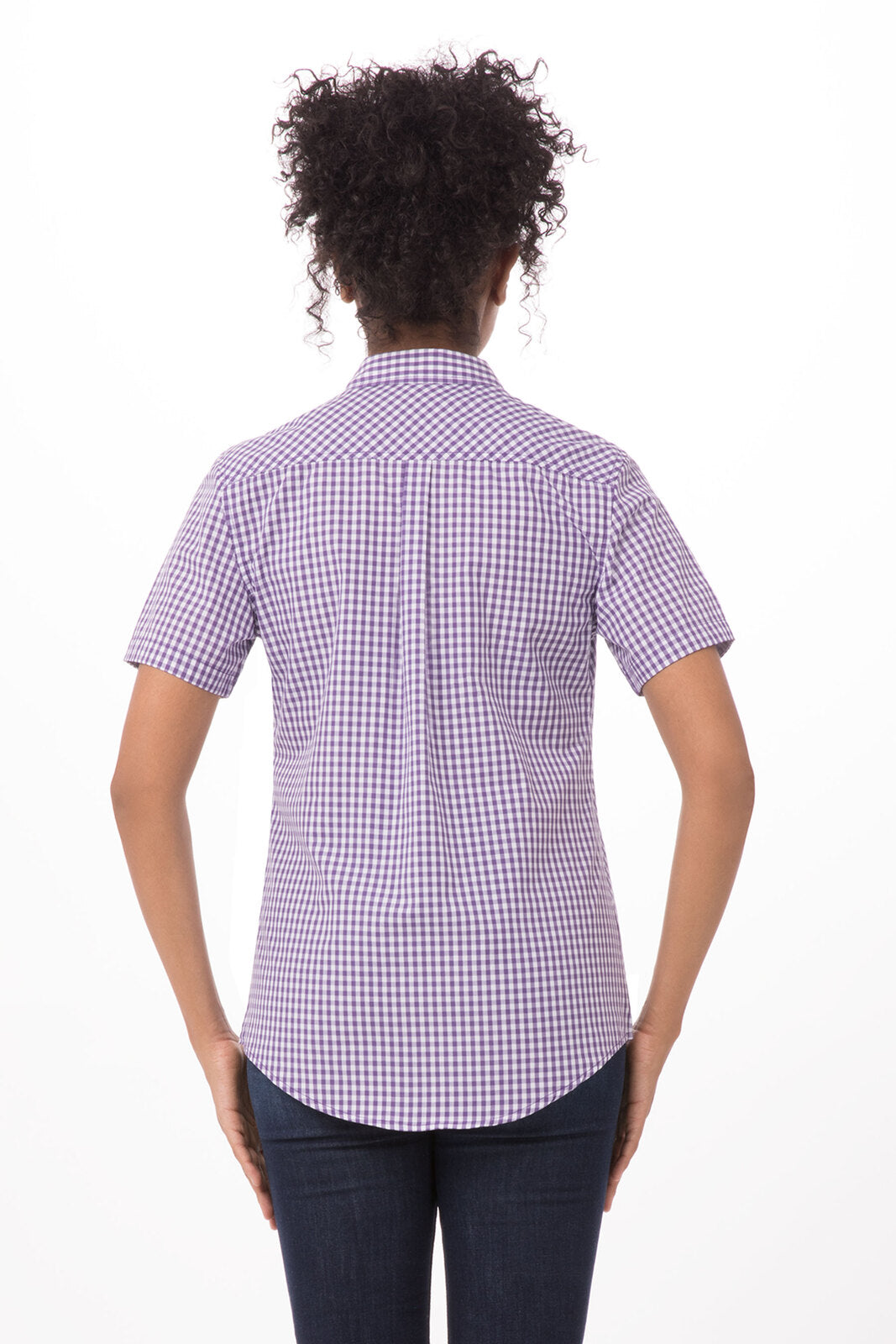 Kemeja Wanita Lengan Pendek Gingham Modern