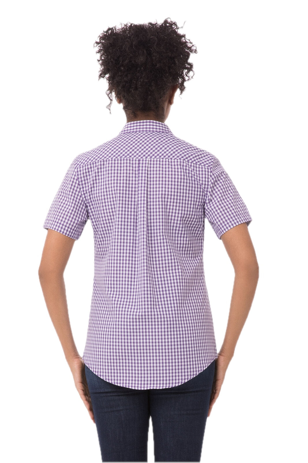 Modern Gingham Short Sleeve Dress Shirt Womens