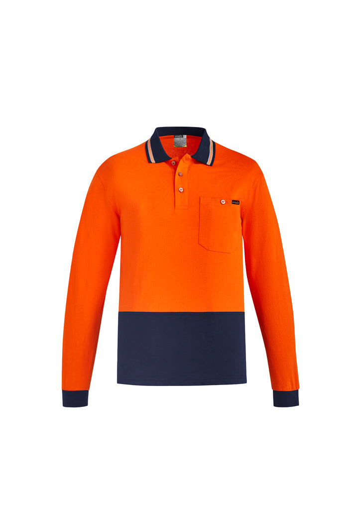 Polo Pria Katun Vis Tinggi Lengan Panjang