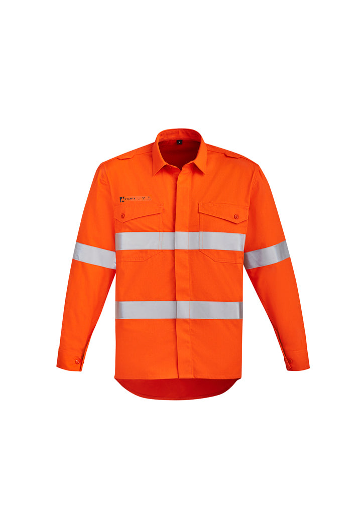 Kemeja Pria Orange Flame Hi Vis Depan Terbuka - Hoop Taped
