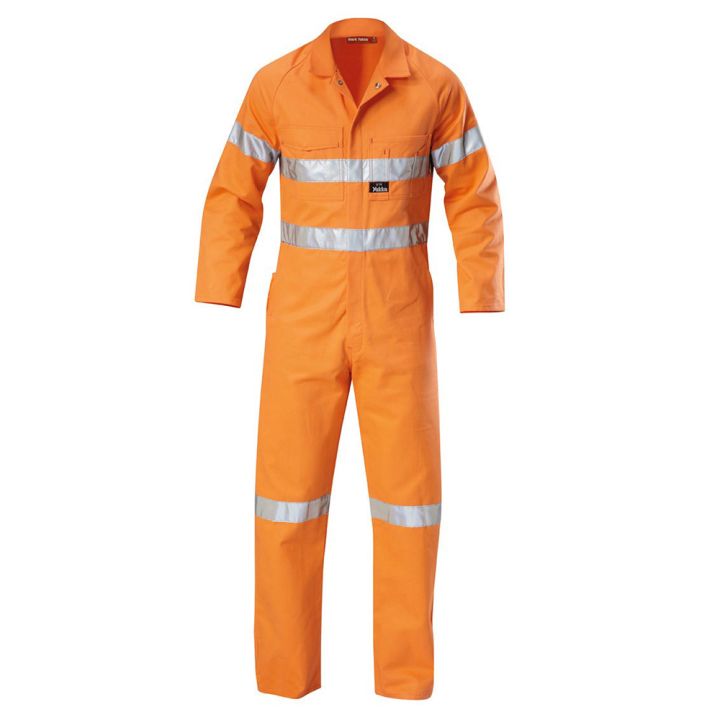 Hi-Vis Coverall Overalls Cotton Drill with Tape Workwear