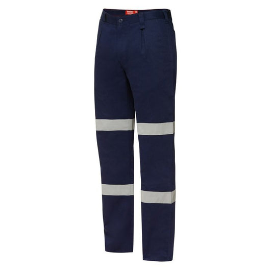 Hard Yakka Y02615-Hi-Visibility Cotton Drill Trouser with 3M Tape Navy