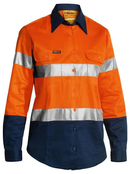 Bisley Women's Taped Hi Vis Drill Shirt - Long Sleeve