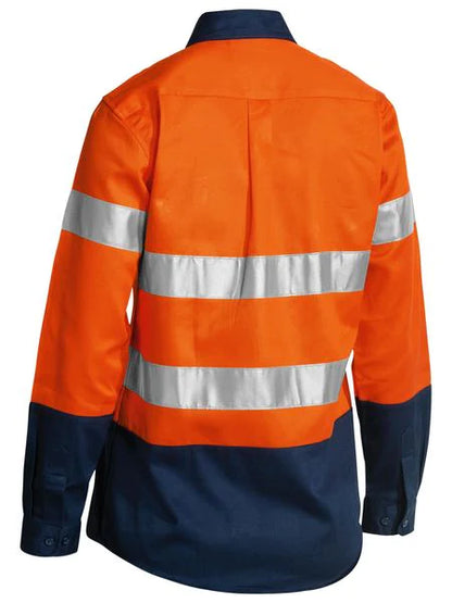 Bisley Women's Taped Hi Vis Drill Shirt - Long Sleeve