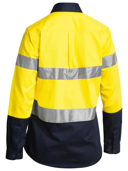 Bisley Women's Taped Hi Vis Drill Shirt - Long Sleeve