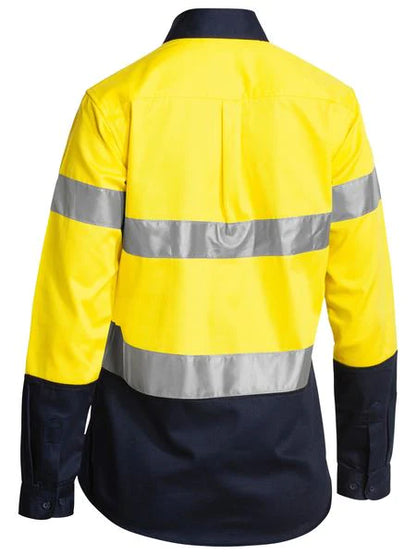 Bisley Women's Taped Hi Vis Drill Shirt - Long Sleeve