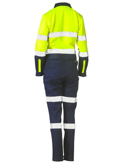 Bisley Womens Taped Hi Vis Cotton Drill Coverall
