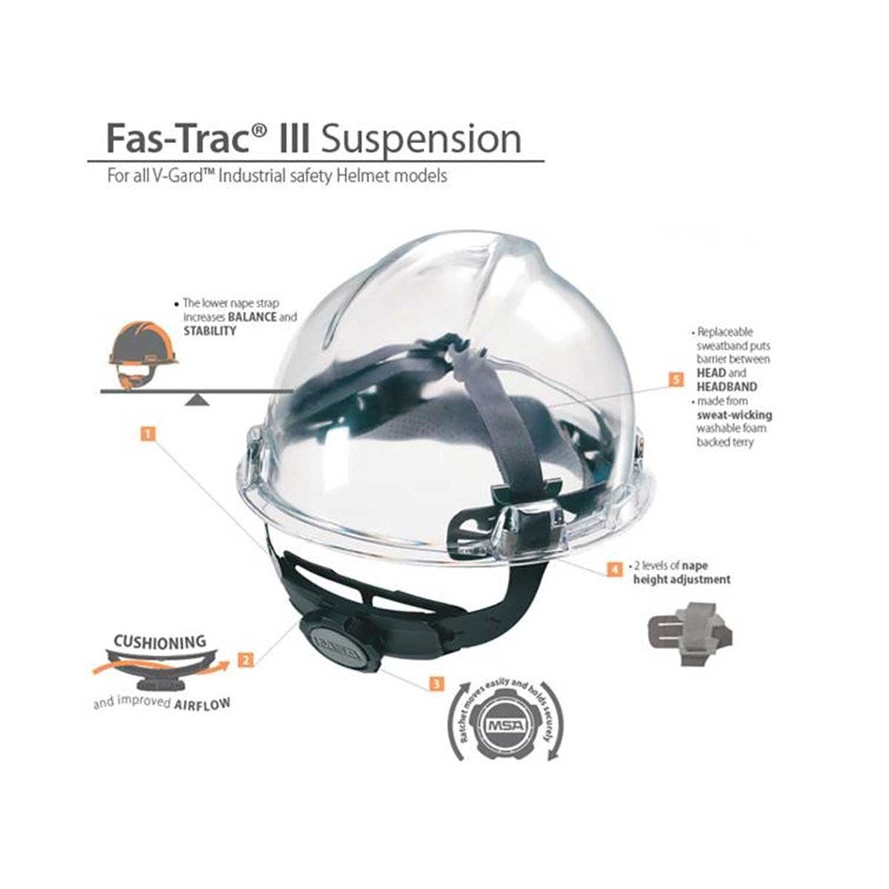 CAPACETE VENTILADO MSA V-GARD 500 (FAS-TRAC III)