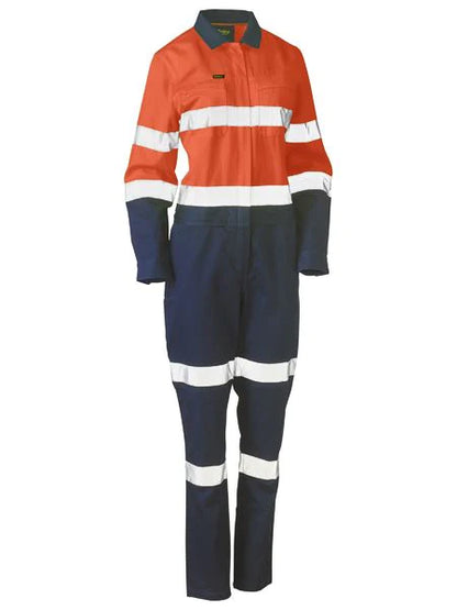 Bisley Womens Taped Hi Vis Cotton Drill Coverall