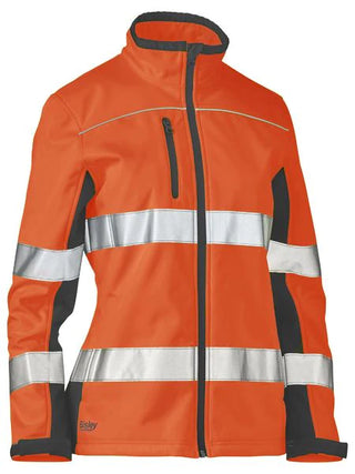 Bisley Womens Taped Two Tone Hi Vis Soft Shell Jacket