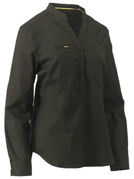 Bisley Womens Stretch V-neck Closed Front Shirt