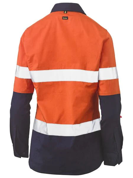 Bisley Womens Taped Hi Vis Stretch V-neck Shirt