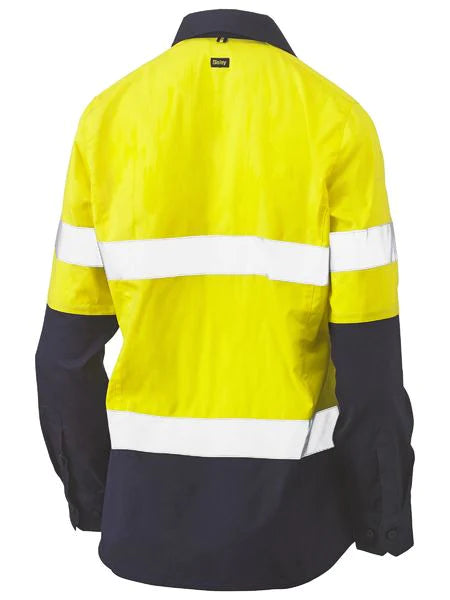 Bisley Womens Taped Hi Vis Stretch V-neck Shirt