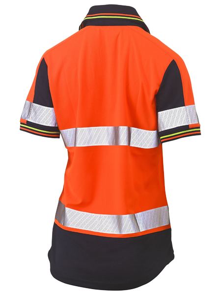 Polo Wanita Bisley Lengan Pendek Dua Warna Berpita Hi Vis V-neck