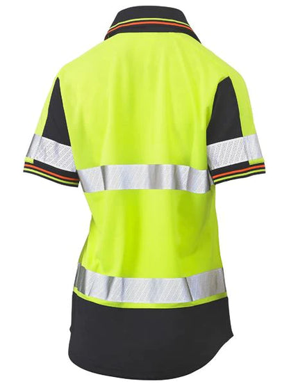 Polo Wanita Bisley Lengan Pendek Dua Warna Berpita Hi Vis V-neck