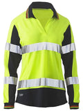 Bisley Wanita Lengan Panjang Dua Warna Berpita Hi Vis V-neck