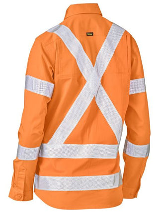 Bisley Women's X Taped Biomotion Hi Vis Cool Lightweight Drill Shirt