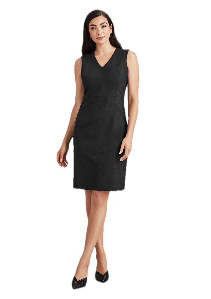 Comfort Wool Stretch Womens Sleeveless V Neck Dress