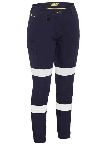 Calça cargo feminina de algodão com punhos Bisley