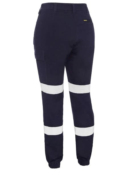 Calça cargo feminina de algodão com punhos Bisley
