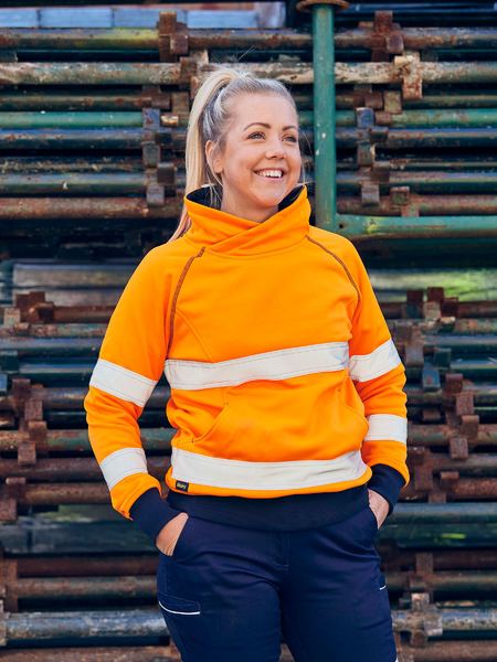 Suéter de lã feminino Bisley com fita adesiva Hi Vis