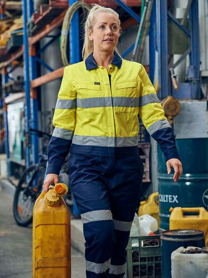 Bisley Womens Taped Hi Vis Cotton Drill Coverall