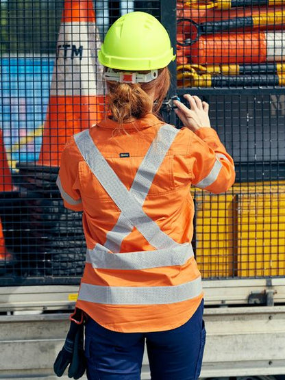 Bisley Women's X Taped Biomotion Hi Vis Cool Lightweight Drill Shirt