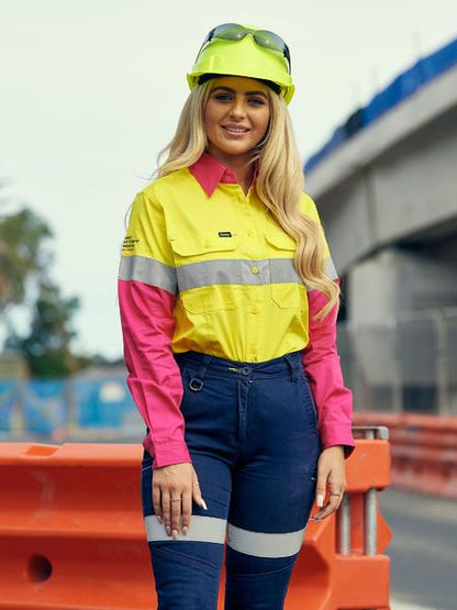 Bisley Women's Taped Hi Vis Cool Lightweight Drill Shirt