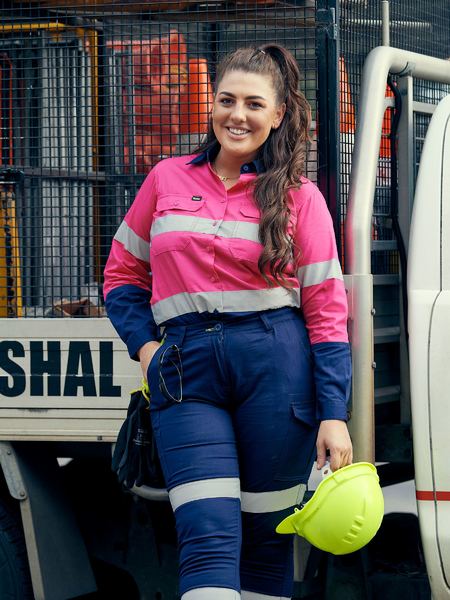 Bisley Womens 3M Taped Two Tone Hi Vis Cool Lightweight Shirt - Long Sleeve