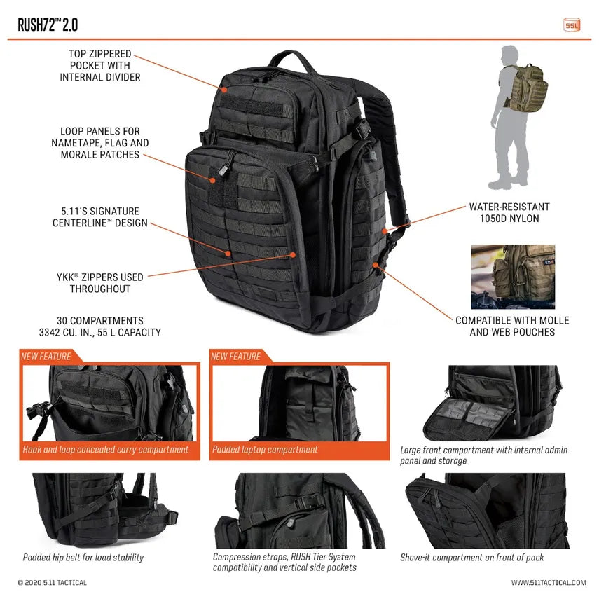 Tas Ransel RUSH® 72 2.0 55L 