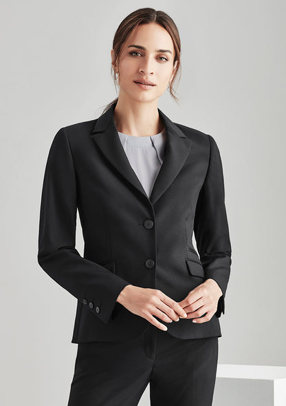 Jaket Wanita Dua Kancing Wol Stretch Nyaman Panjang Sedang