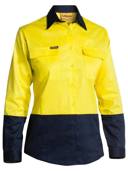 Bisley Women's Hi Vis Drill Shirt - Long Sleeve