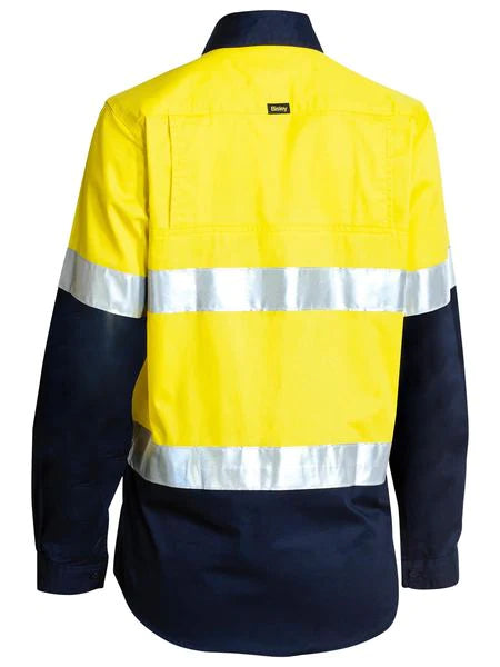 Bisley Womens 3M Taped Two Tone Hi Vis Cool Lightweight Shirt - Long Sleeve