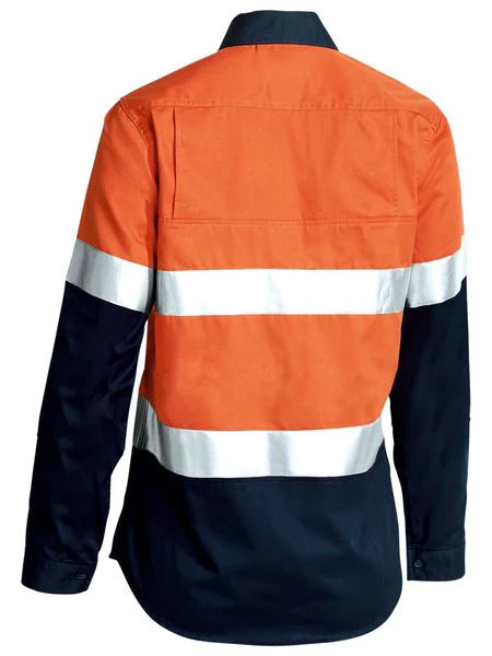 Bisley Womens 3M Taped Two Tone Hi Vis Cool Lightweight Shirt - Long Sleeve