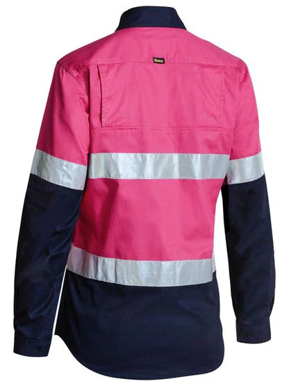 Bisley Womens 3M Taped Two Tone Hi Vis Cool Lightweight Shirt - Long Sleeve