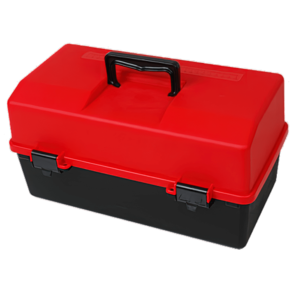 AEROCASE Caixa de plástico vermelha e preta com 2 bandejas 20 x 40 x 23cm