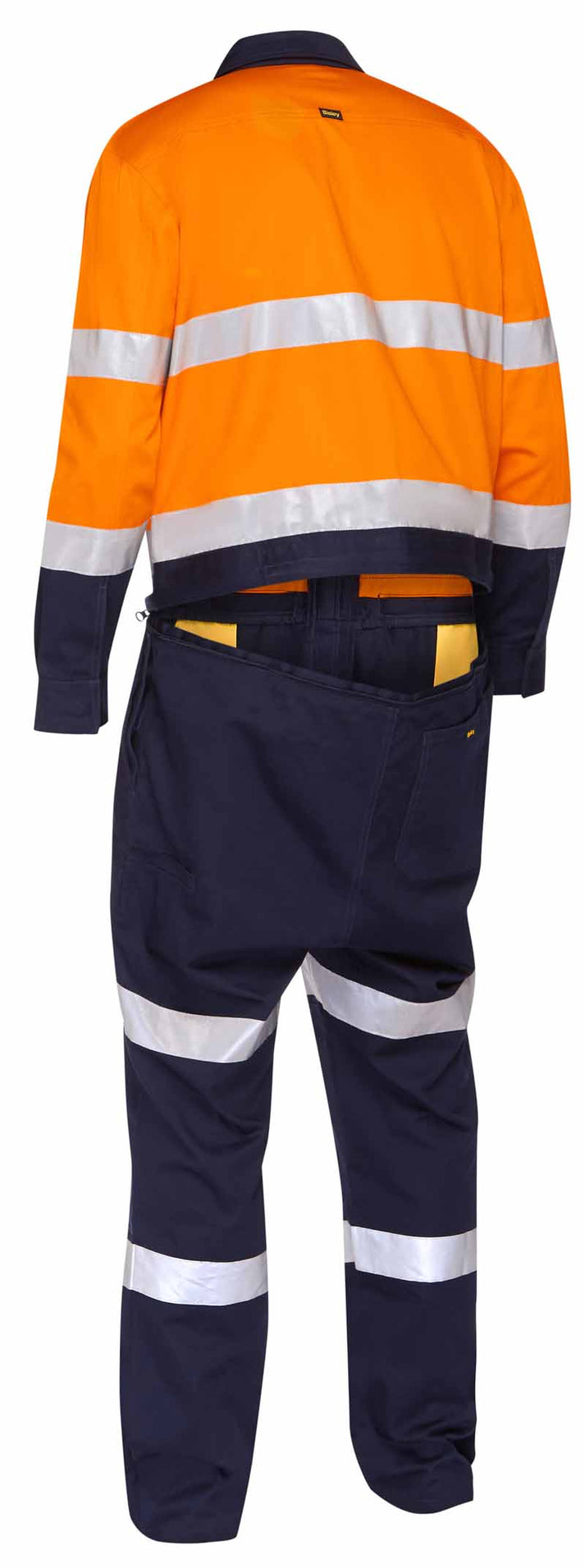 Macacão de trabalho Hi Vis gravado com abertura com zíper na cintura 