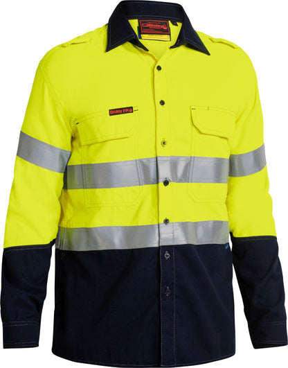 Tencate Tecasafe Plus 580 Taped Two Tone Hi Vis Leve Camisa Ventilada FR 
