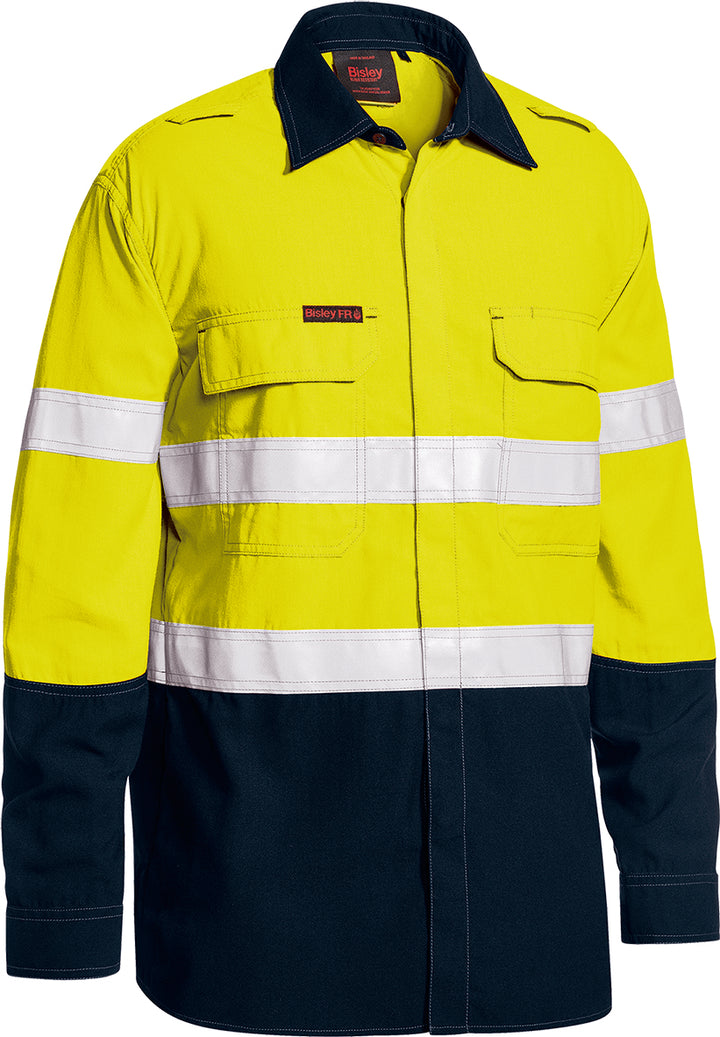 Tencate Tecasafe Plus 480 Taped Two Tone Hi Vis Leve Camisa Ventilada FR 