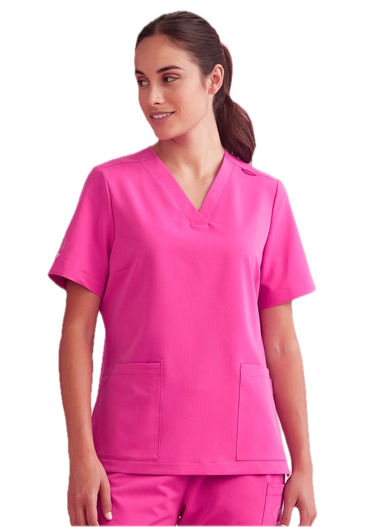 Womens Pink V-Neck Scrub Top