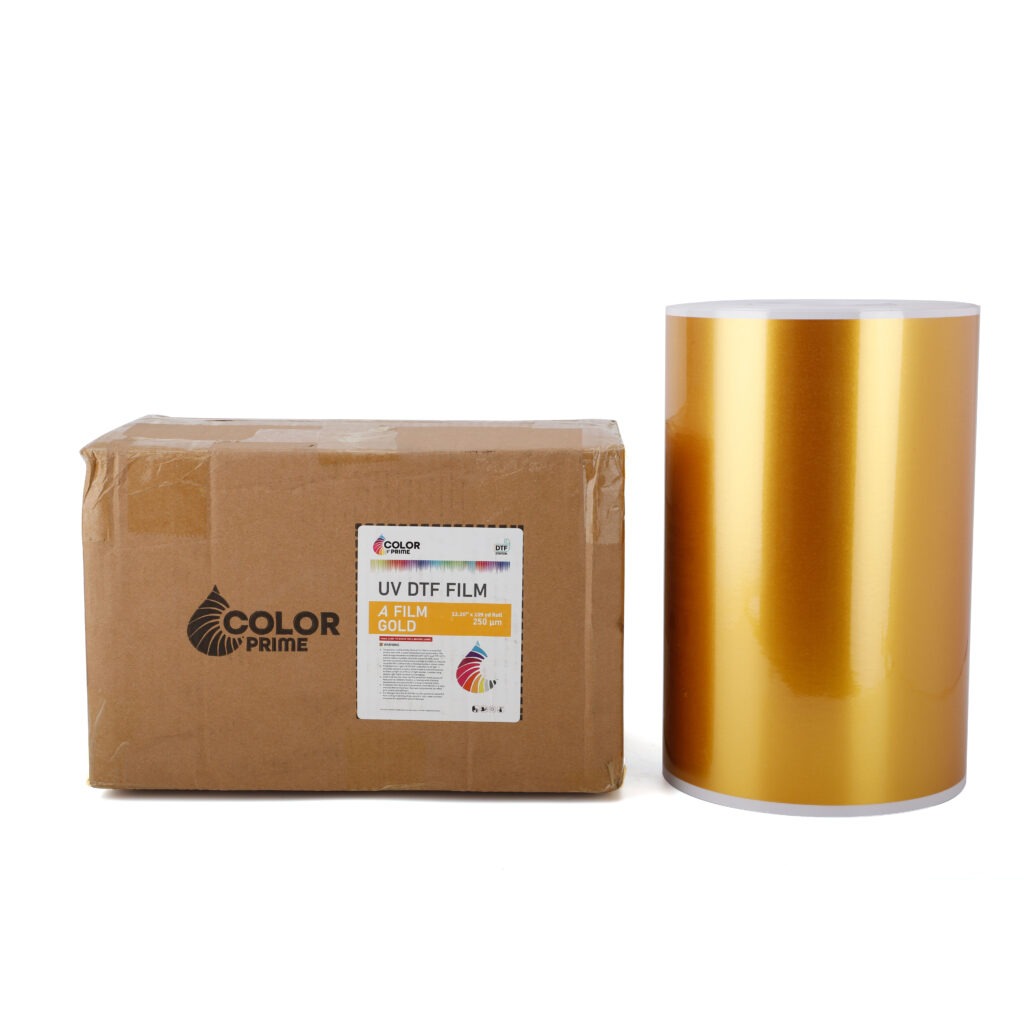 UV DTF golden metallic film, 31cm x 100m roll