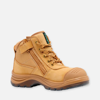 Botas de trabalho para mulher Tradie com fecho/ataca e biqueira de aço, tamanho 5.