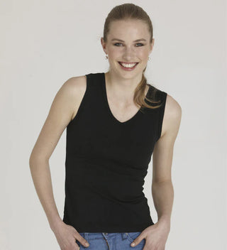 Ladies Sleeveless V Neck Tank Top