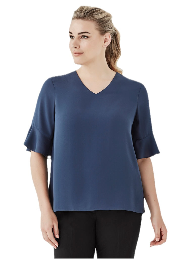 Aria Womens Fluted Sleeve Blouse