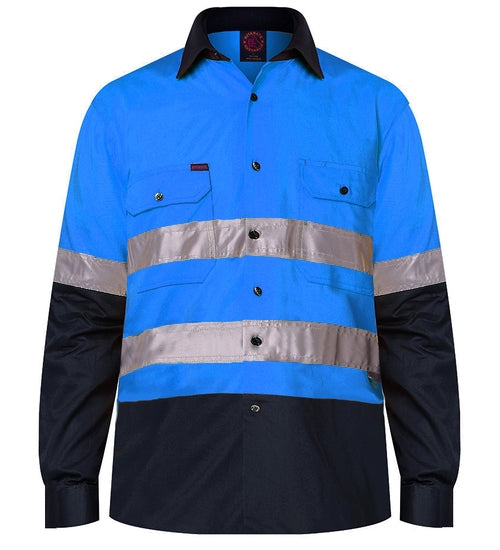 Kemeja Depan Terbuka 2 Warna L/S Pita Reflektif 50MM